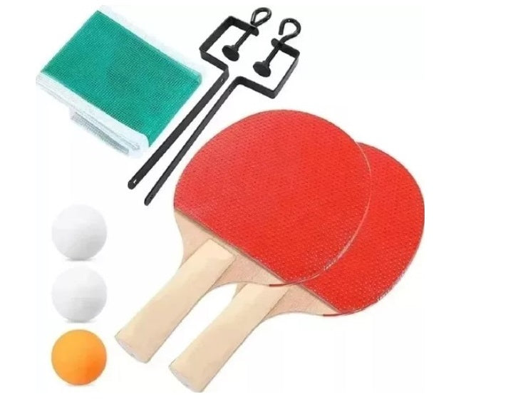 Set 2 Paletas Par Raquetas Ping Pong + 3 Pelotas + Malla