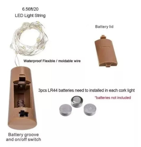 Luces Corcho Hada Alambre Micro Led Decoracion