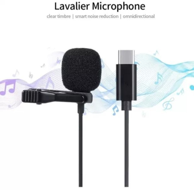 Micrófono Lavalier Solapa Telefono Tipo C Con Entrada Fonos