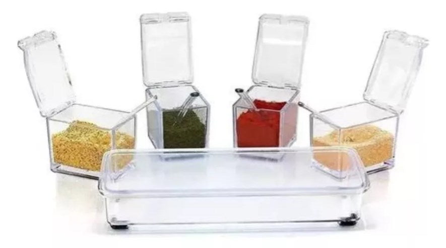 Set 4 Frasco Especiero Condimentero Multiuso 210ml + Cuchara