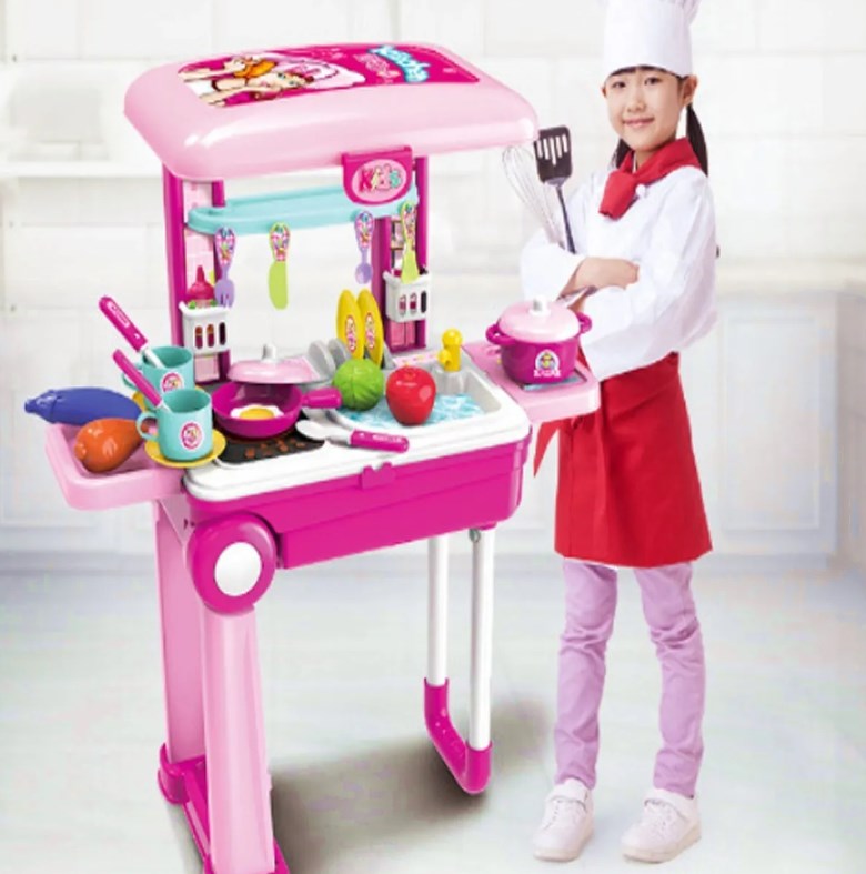 Maleta Cocina Maletin Rosa Juguete Didáctico 2 En 1 Niños