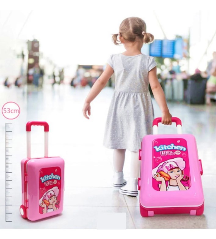 Maleta Cocina Maletin Rosa Juguete Didáctico 2 En 1 Niños