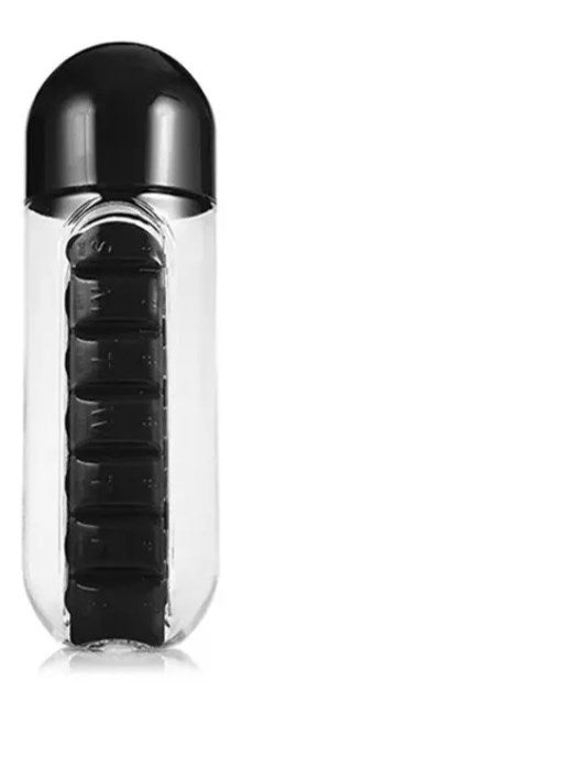 Botella Agua Pastillero Diario Organizador Pastillas 600 Ml
