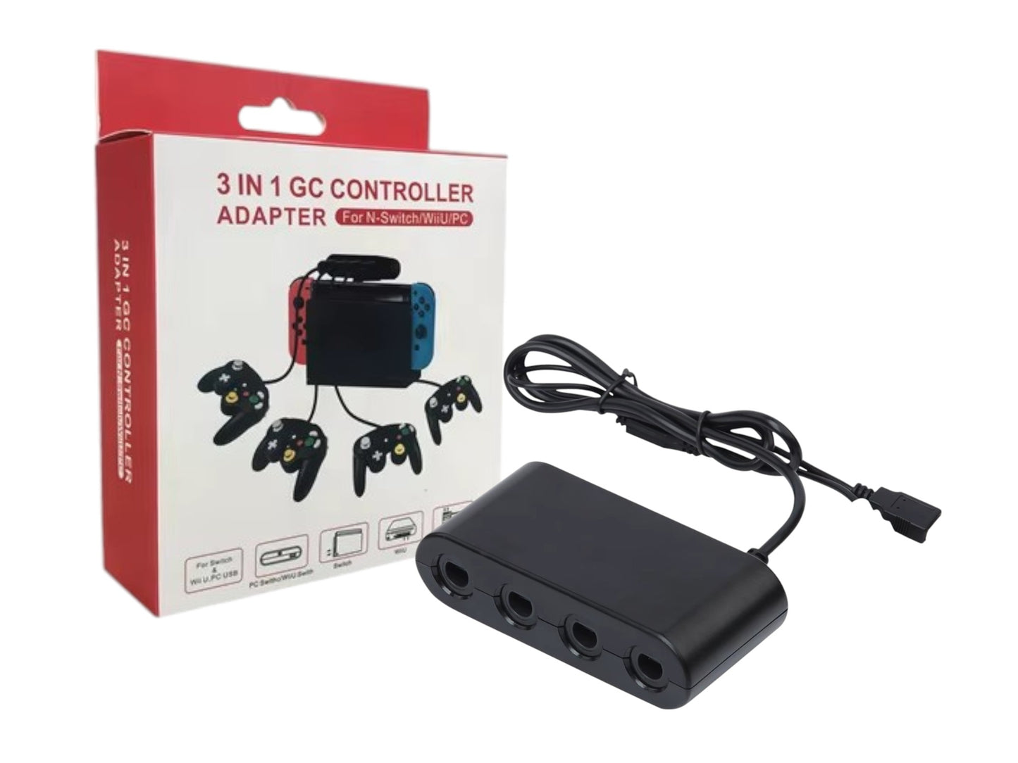 Adaptador Control Mando GameCube Switch Wiu PC Multijugador
