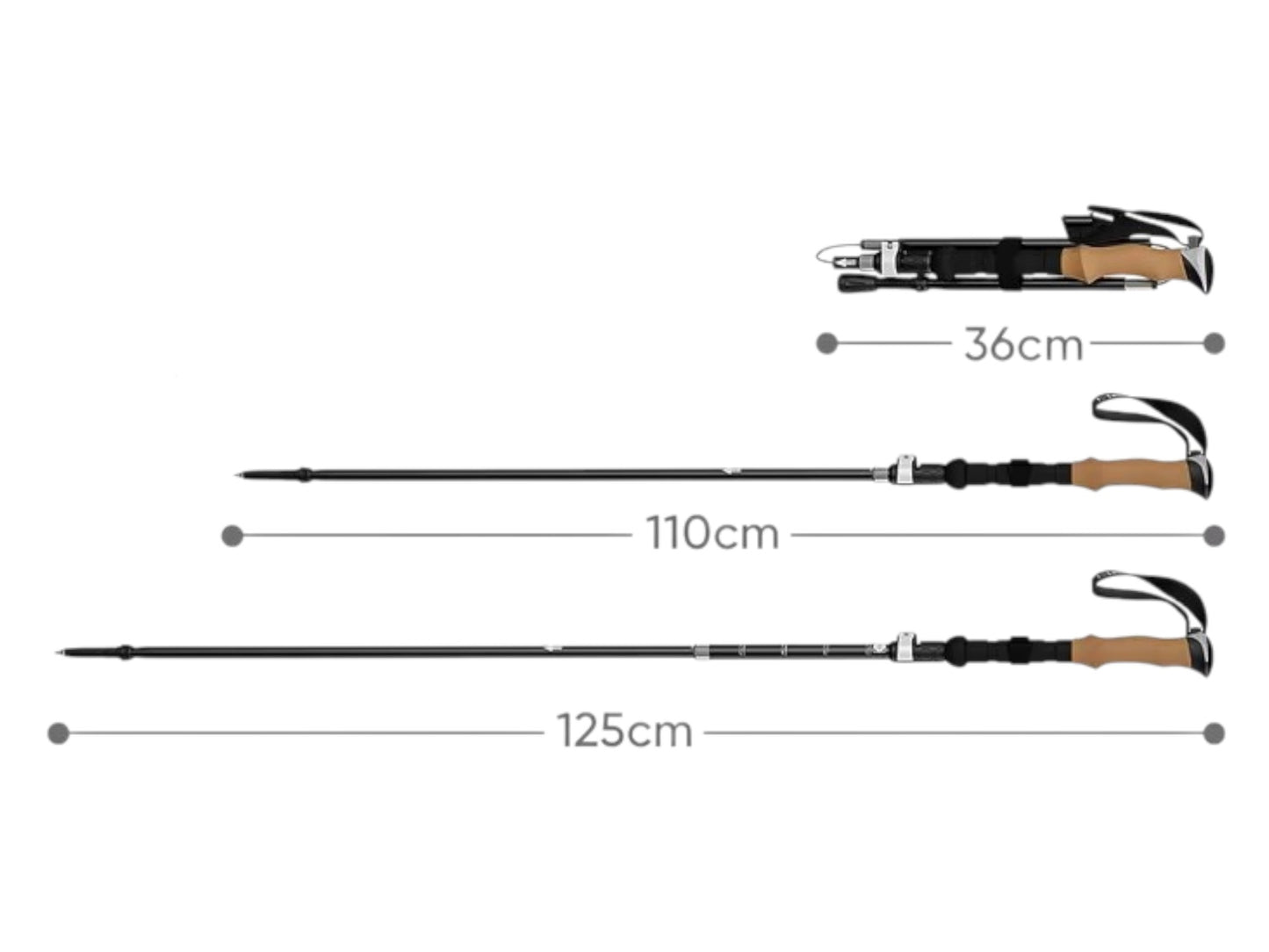 Bastones Trekking Escalada Montaña Senderismo Set 2 Aluminio