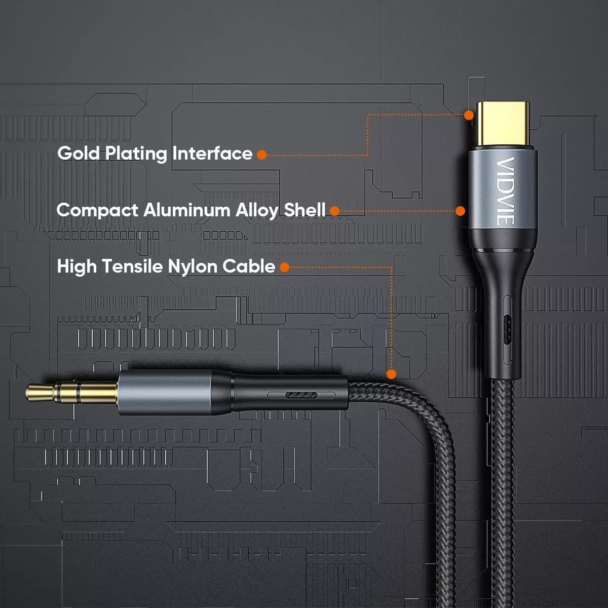 Cable Audio Vidvie USBC Aux 180cm Celular Usb C A Jack 3.5mm