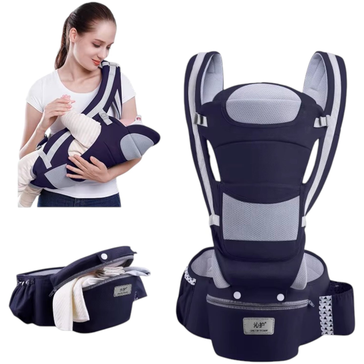 Cangurera Portabebés Ergonómico 3 en 1 Soporte Lumbar Seguro