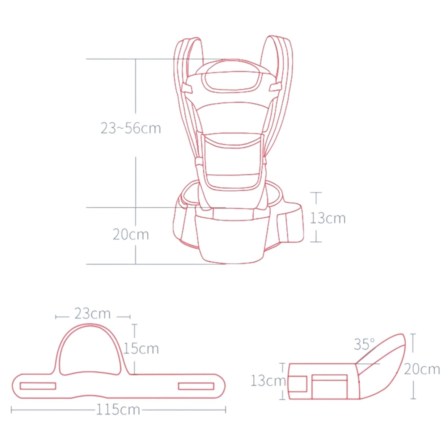Cangurera Portabebés Ergonómico 3 en 1 Soporte Lumbar Seguro