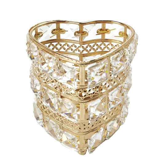 Exhibidor Para Joyas Maquillaje Pinceles Diseño Corazon Oro