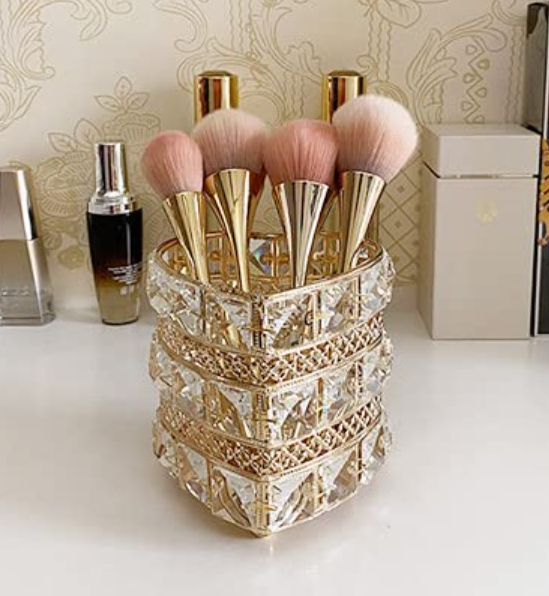 Exhibidor Para Joyas Maquillaje Pinceles Diseño Corazon Oro