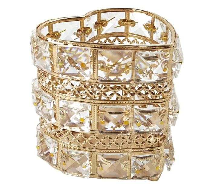 Exhibidor Para Joyas Maquillaje Pinceles Diseño Corazon Oro