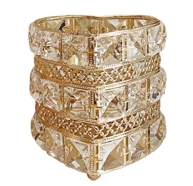 Exhibidor Para Joyas Maquillaje Pinceles Diseño Corazon Oro