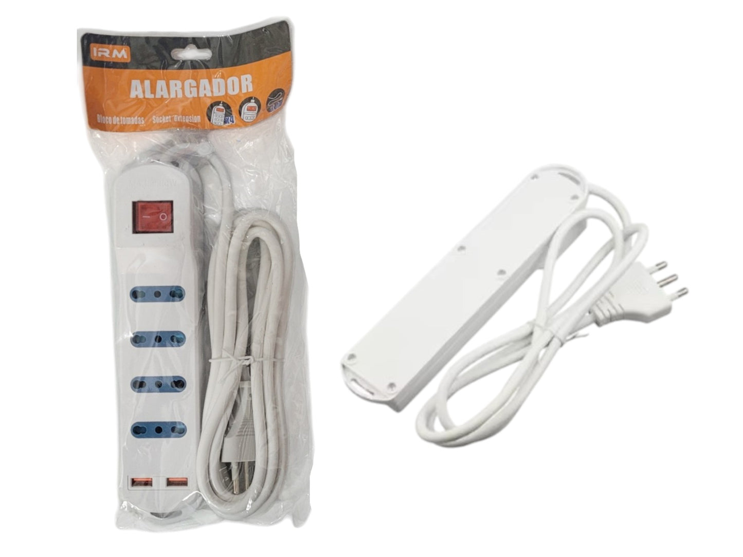 Extensor Zapatilla Alargador 4 tomas 2 Puertos USB 2500W IRM