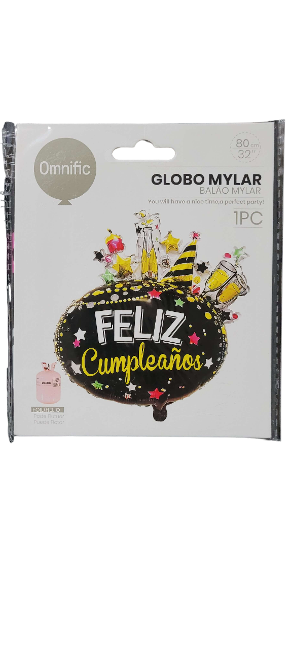 Globo Metalizado Flota Feliz Cumpleaños Decora Fiesta 80 cm