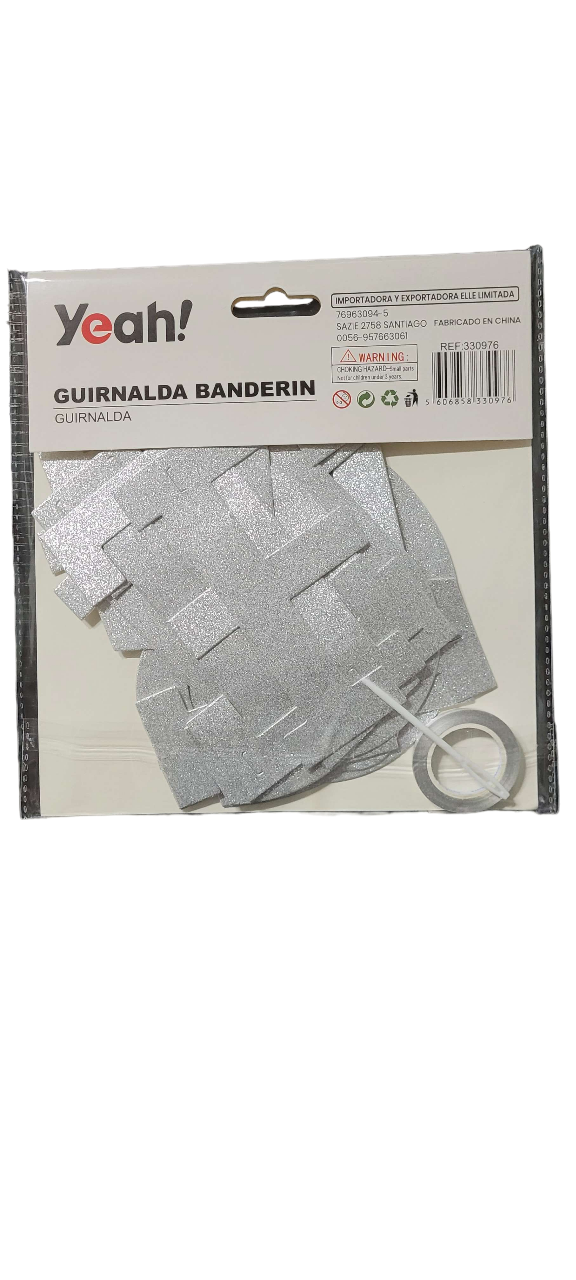 Guirnalda Letra Feliz Cumpleaños Plata Brilla Fiesta 5 Mts.