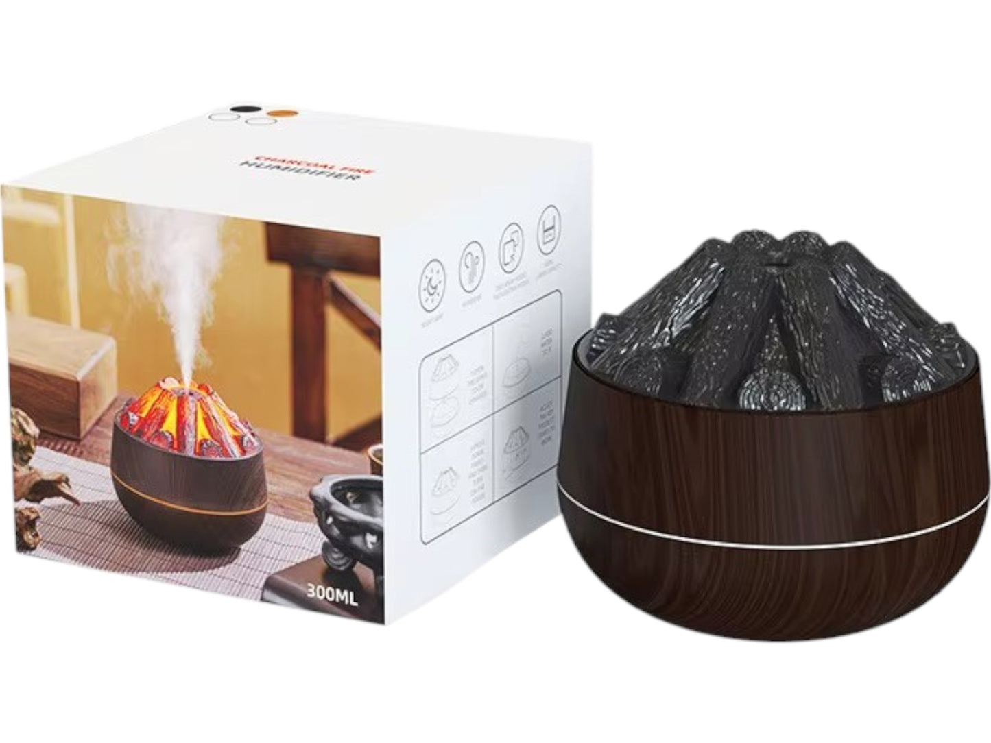 Humidificador Ambiente Vaporizador Volcán 300ml Relajación