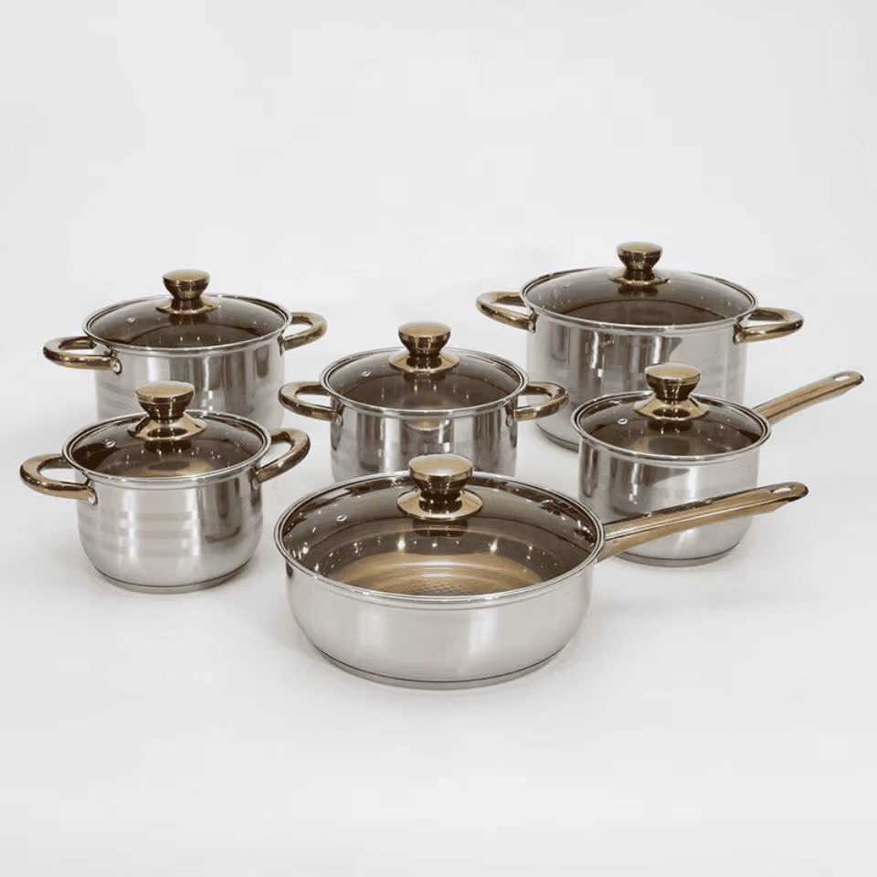 Juego Ollas Inoxidable Cocina Set 12 Piezas Antiadherente