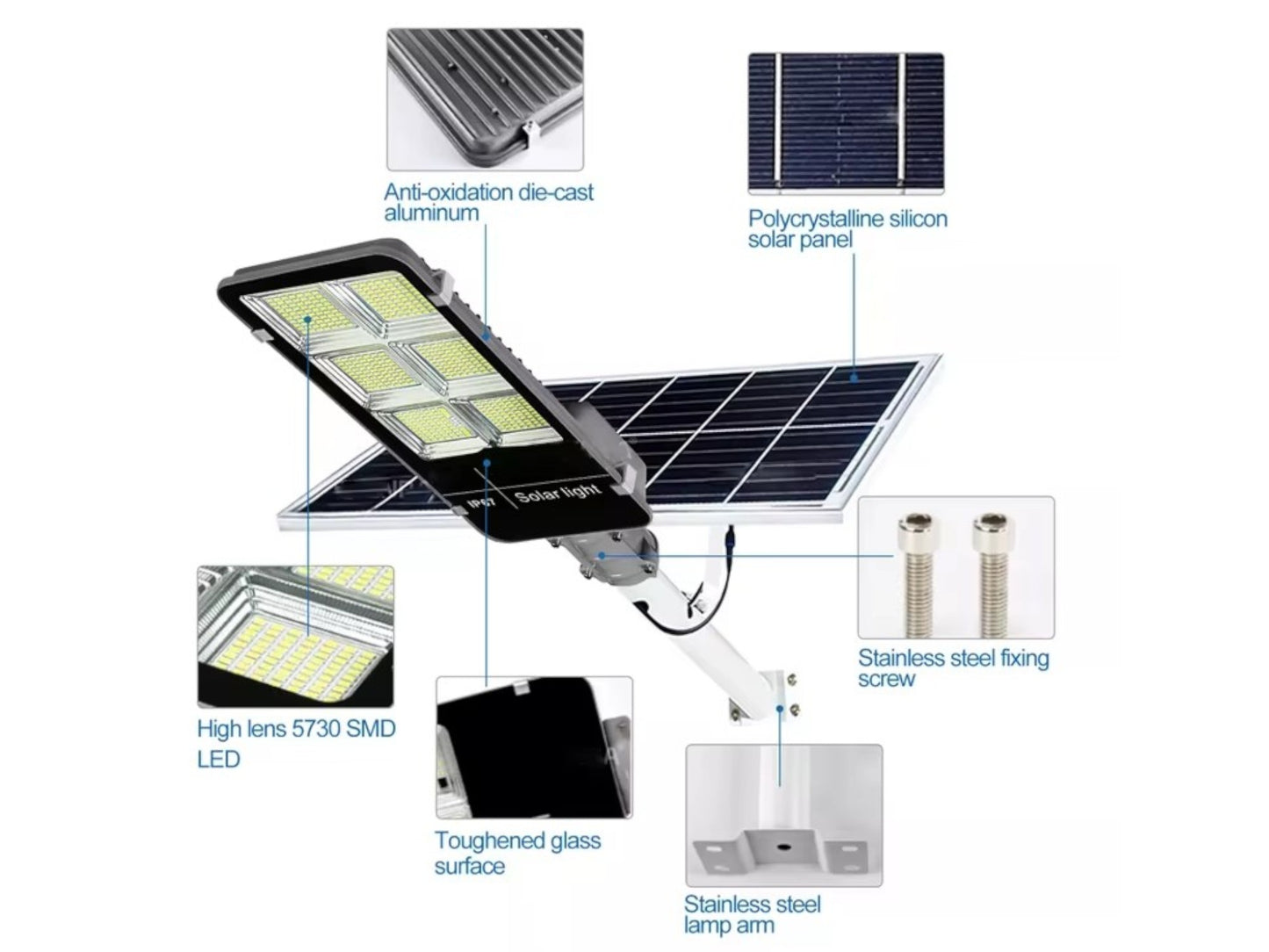 Lampara Panel Solar Luz Foco Exterior Alta Luminosidad IRM