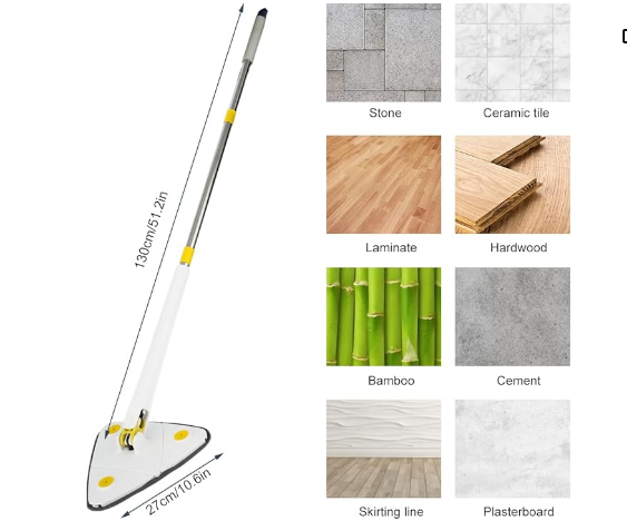 Mopa De Piso De Madera Dura Triangular Extensible