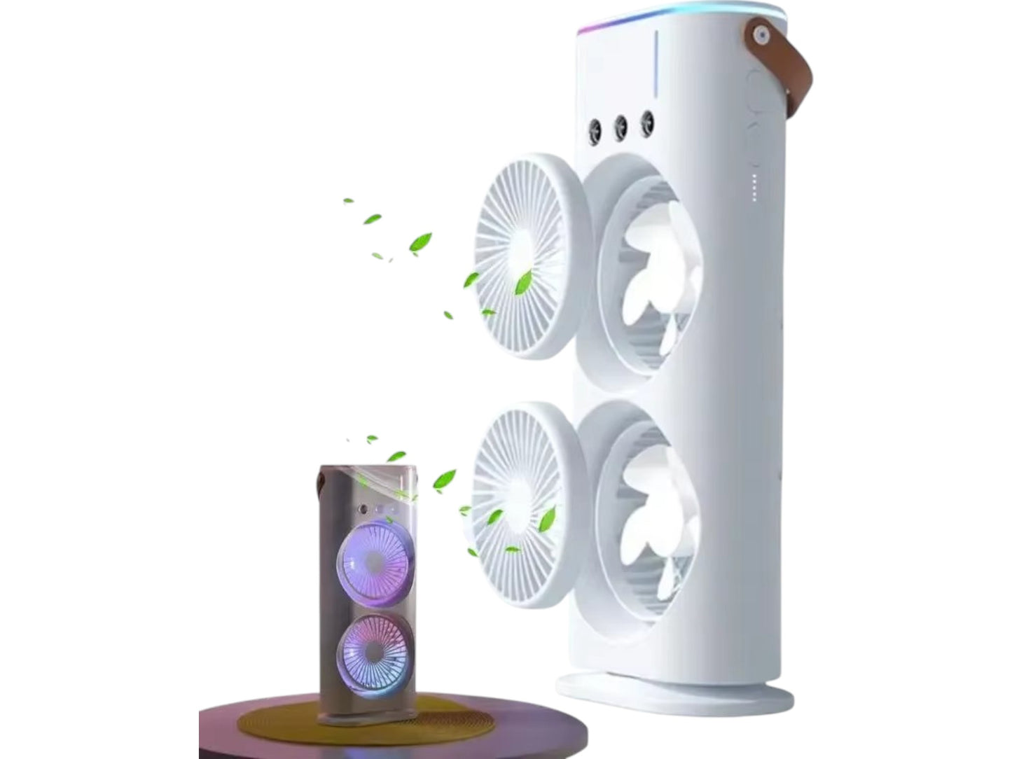 Mini Ventilador Rociador Personal Doble Aspas 90° Recargable