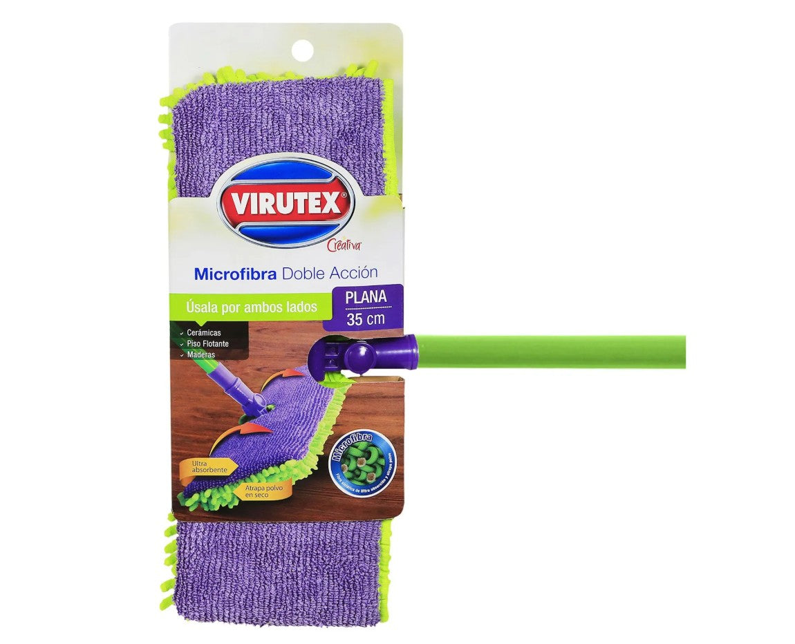 Mopa Trapeador Microfibra Atrapa Polvo Lavable Virutex 35 cm