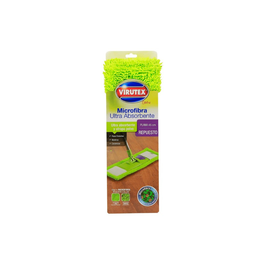 Mopa Trapeador Microfibra Lavable Absorbente 45 cm Virutex