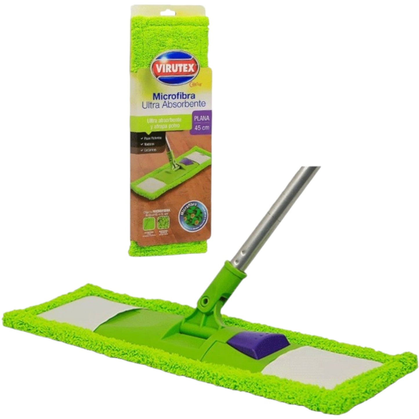 Mopa Trapeador Microfibra Lavable Absorbente 45 cm Virutex