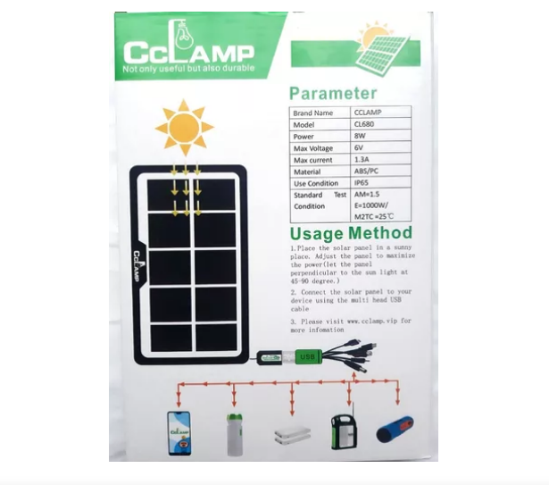Panel Solar 8 Watt 6 Voltios Energía Solar Recarga Celular