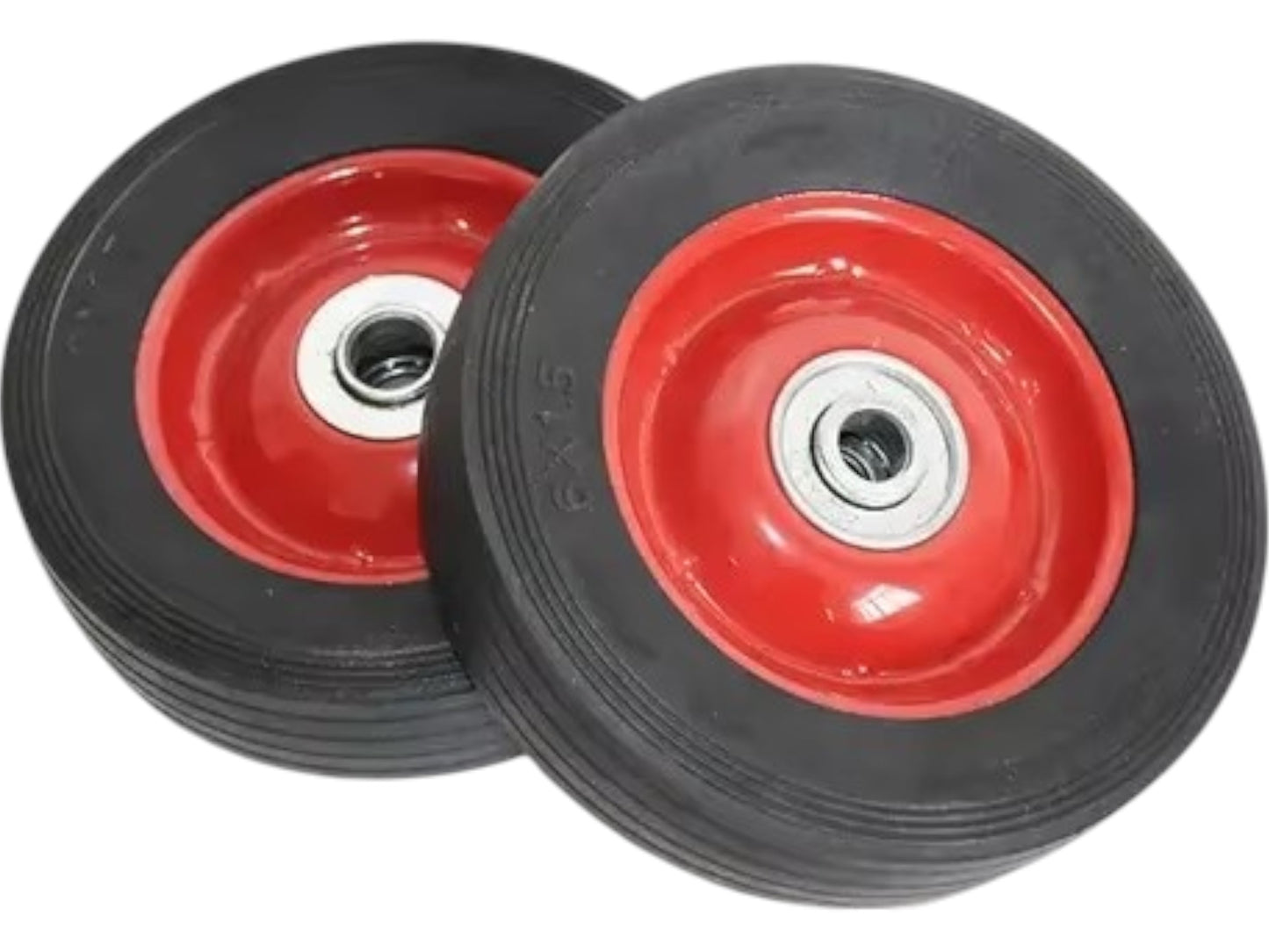 Pack 2 Ruedas Goma Solida Carros Yegua Carga Pesada 15 cm