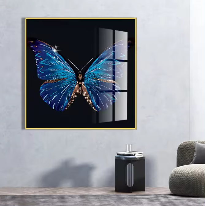 Pintura Decorativa Con Diseño De Mariposa Azul Arte Precioso