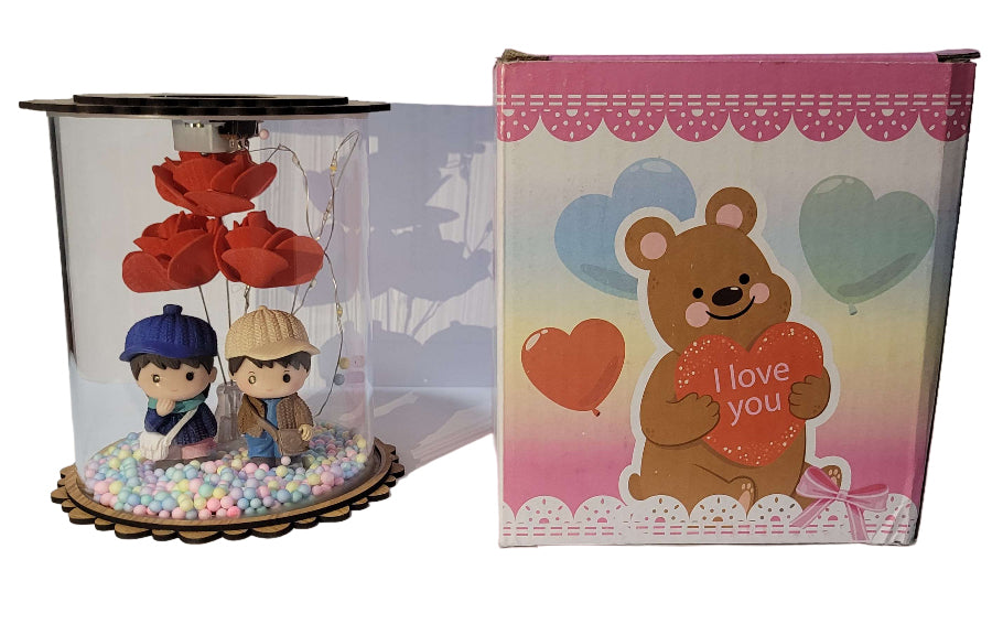Rosa Pareja Enamorados Lampara Luz Led Regalo San Valentin A