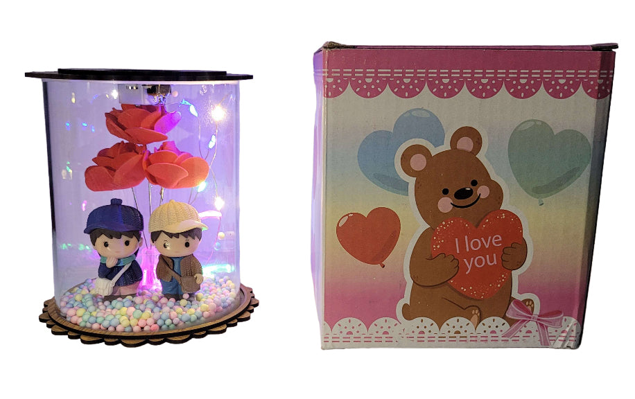 Rosa Pareja Enamorados Lampara Luz Led Regalo San Valentin A