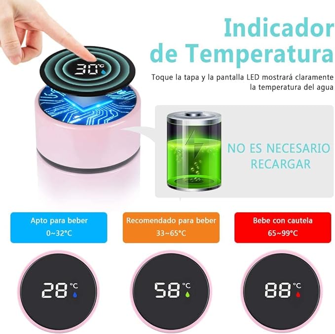 Termo Inteligente Vaso Agua Caliente Mug Termico Digital 500