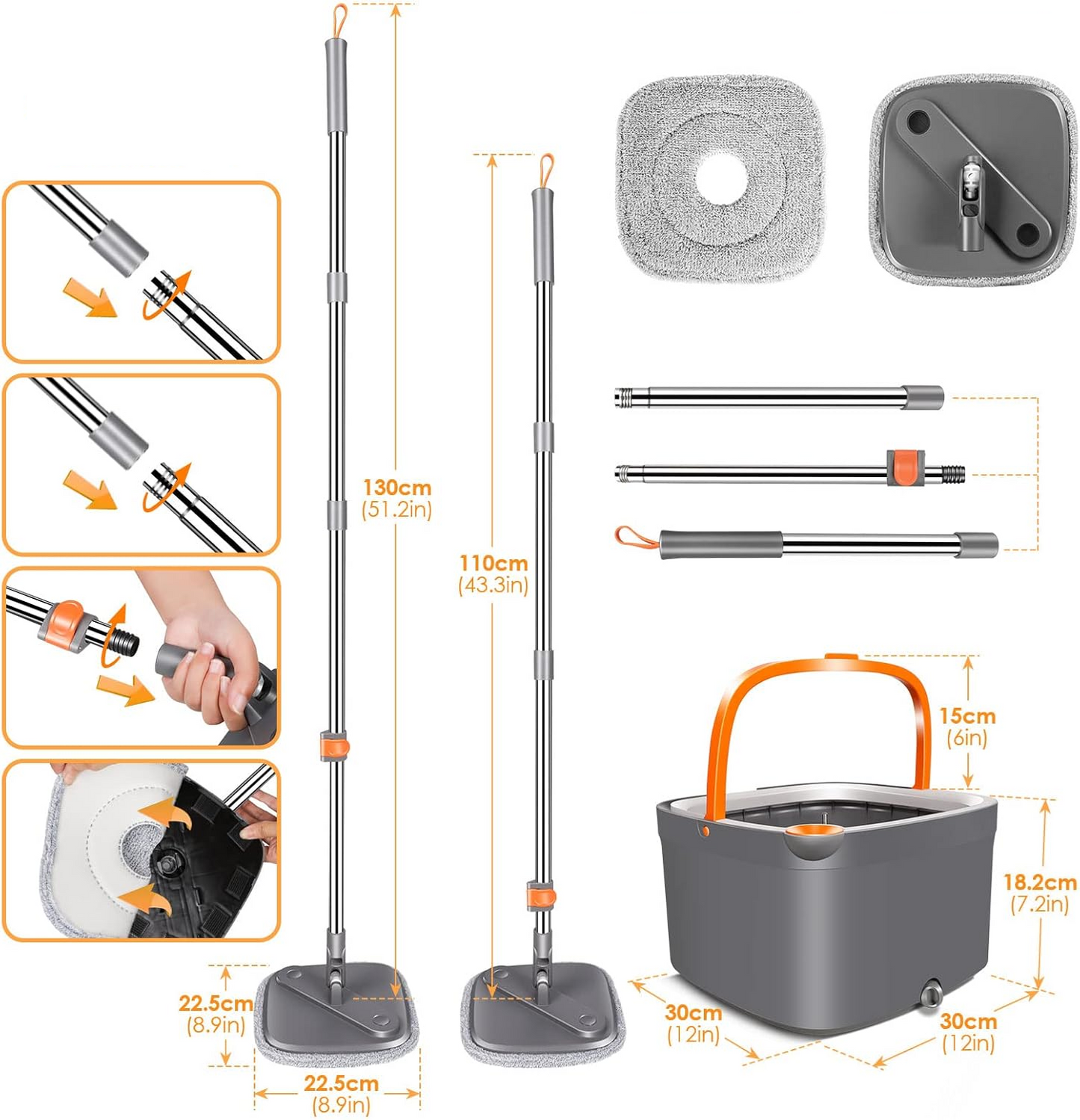 Trapeador Mopa Giratorio 360° Microfibra Limpia Piso Fregona