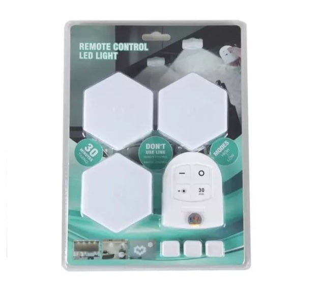 Pack De 3 Luces Led Con Forma Hexagonal De Pared + Control