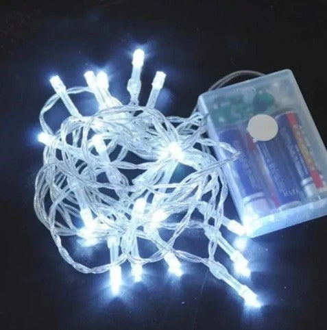 Luces A Pila Para Navidad Blancas Led 6m Guirnaldas