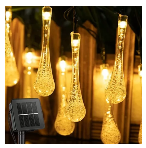 Luces Navidad Solar Guirnalda 200 Led Multicolor Gota 22 Mts