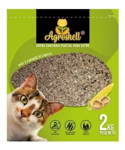 Arena Sanitaria Gatos 100% Vegetal Ecológica 2 Kg Agroshell