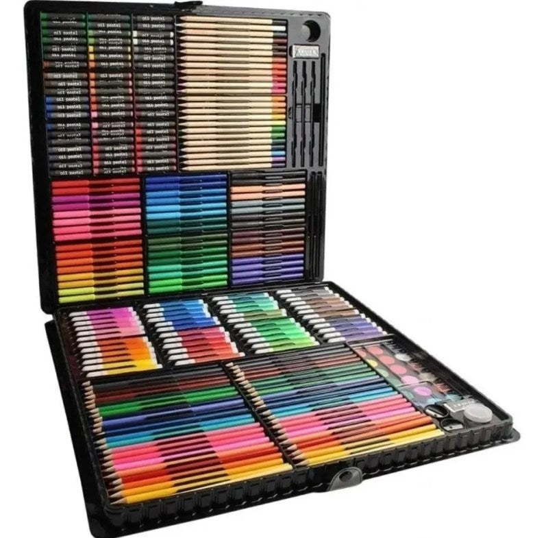 Set Maleta Arte 288 Piezas Lápices Pintura Colorear Dibujar