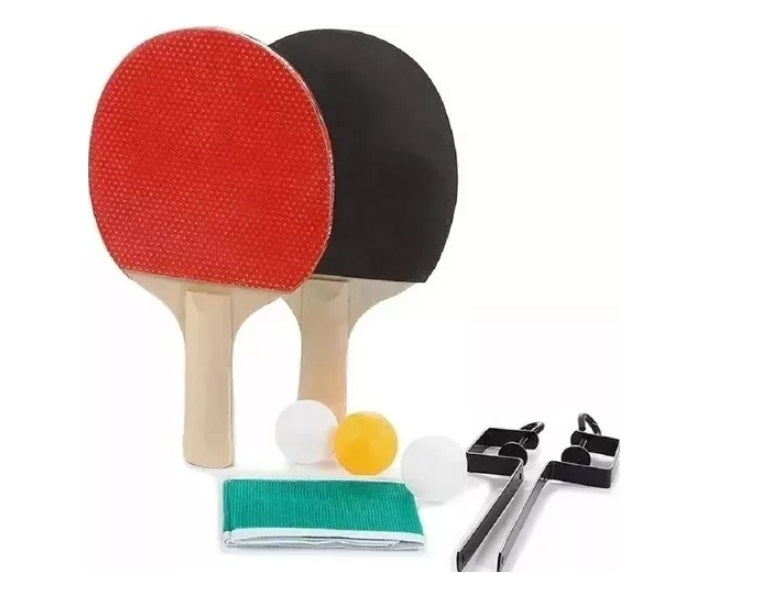 Set 2 Paletas Par Raquetas Ping Pong + 3 Pelotas + Malla