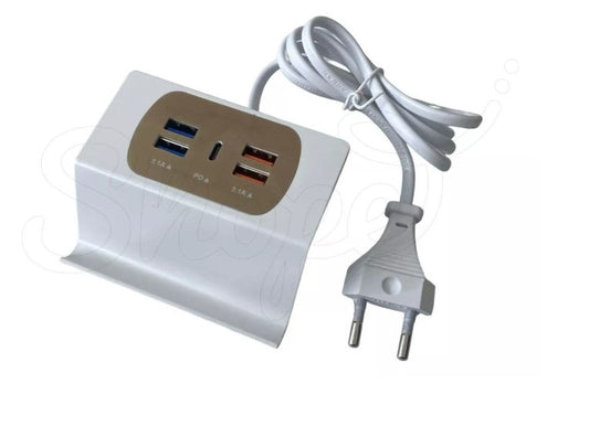 Hub Alargador 5 Puertos Usb Y Usb C 3.1a Rápida Enchufe 220v