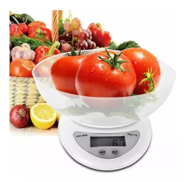 Balanza Digital Comida Cocina Pesa 1g A 5kg + Bowl Y Pilas