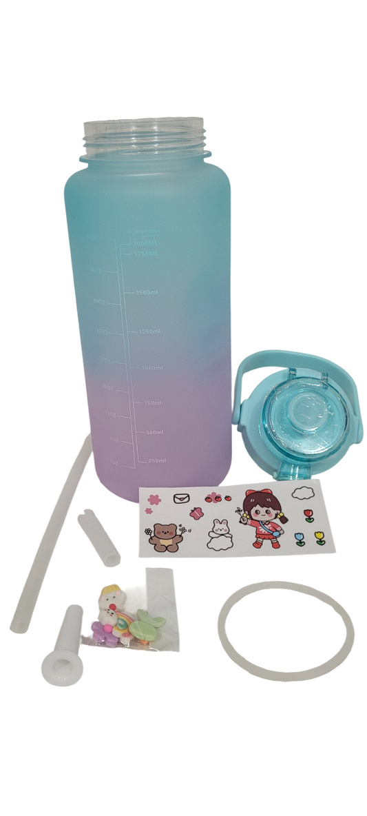 Botella Agua Motivacional Indicador Medida 2 Litros Stickers