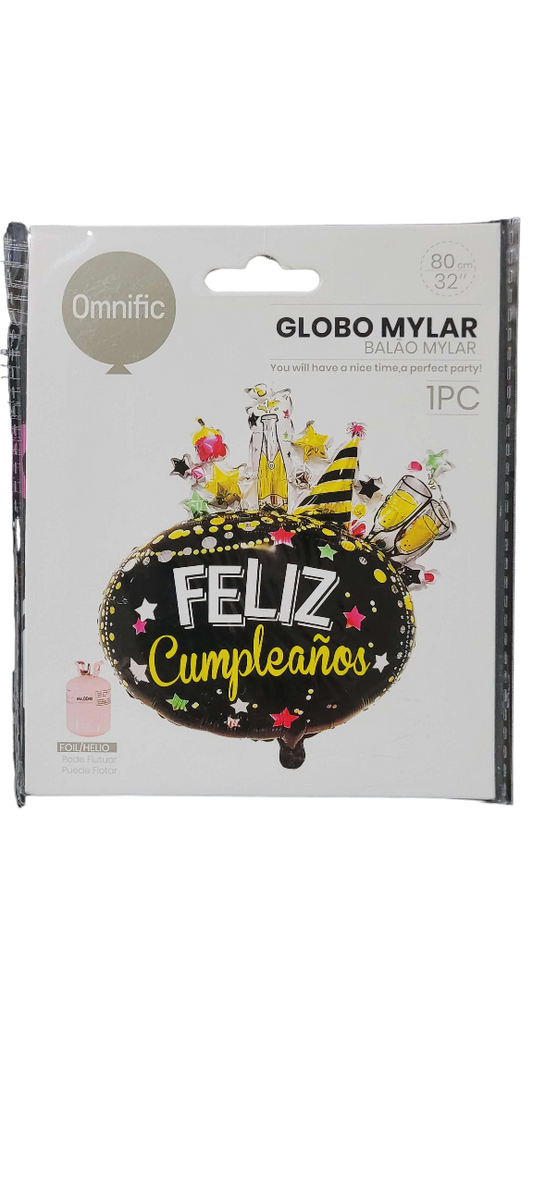 Globo Metalizado Flota Feliz Cumpleaños Decora Fiesta 80 cm