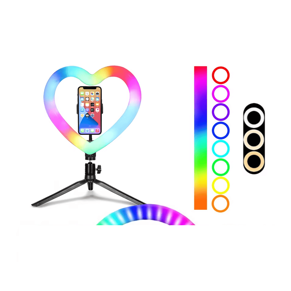 Lampara Luz LED Corazon Selfie Colores Estudio Maquillaje