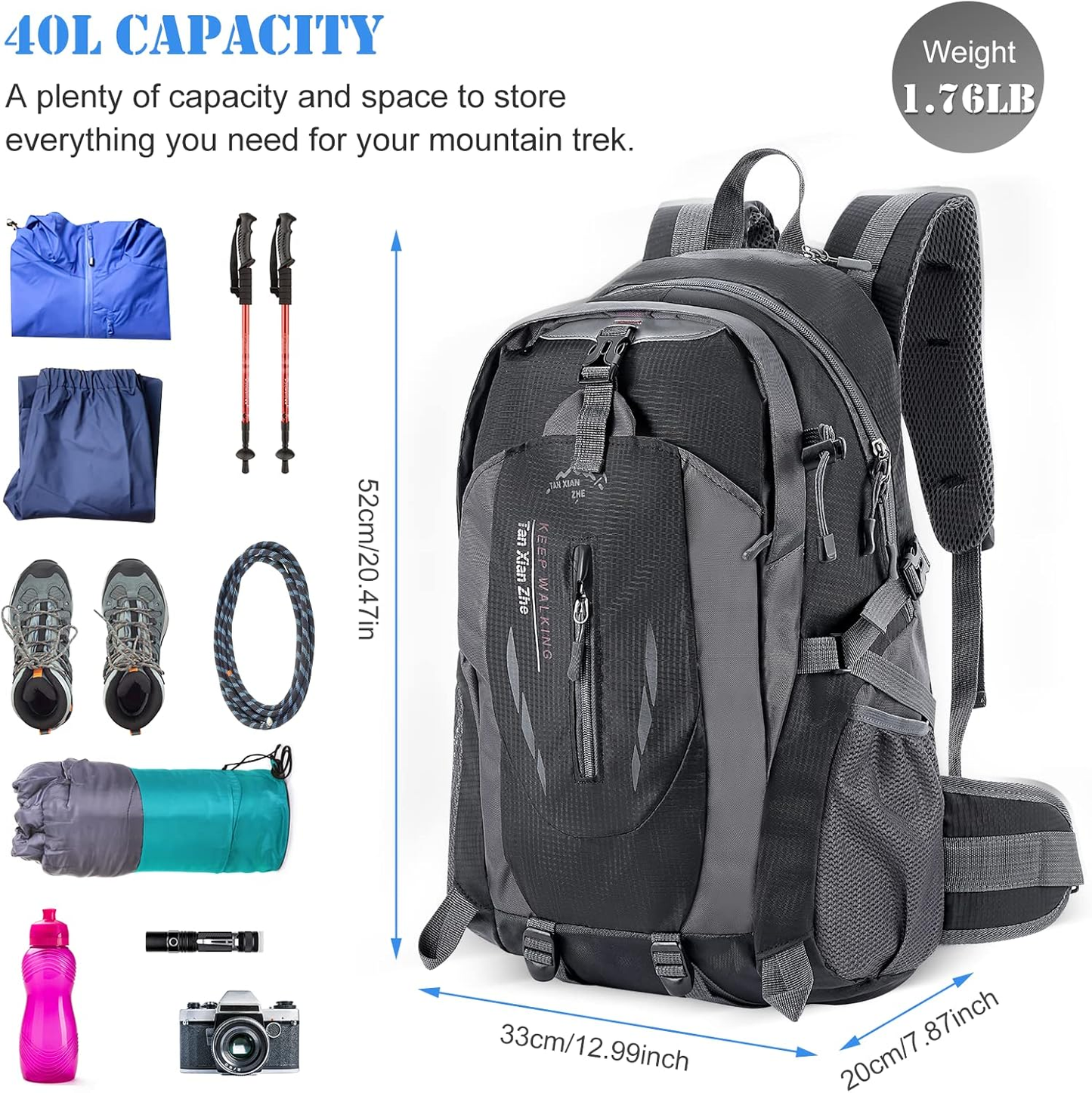 Mochila Impermeable 40 Litros Outdoor Camping Trekking Viaje