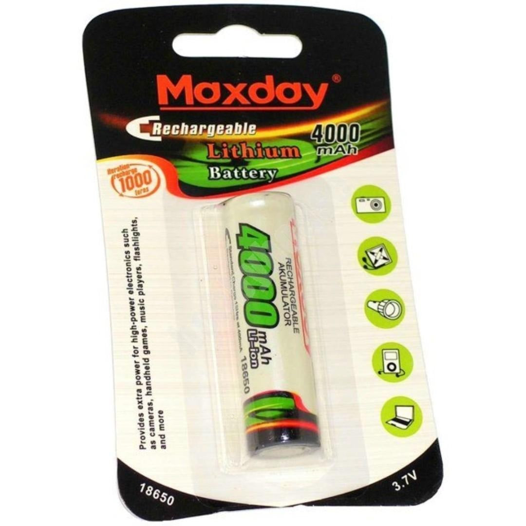 Pila Batería Recargable Litio 18650 Maxday 4000mah Linterna