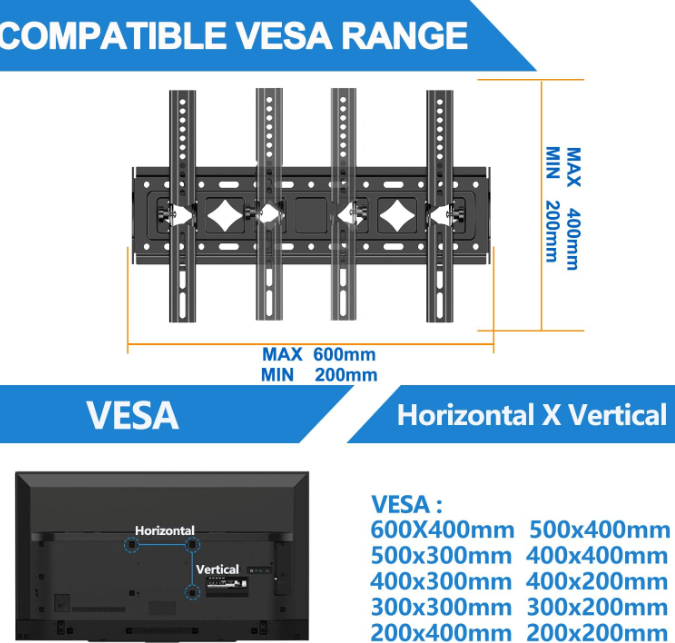 Soporte Fijo Para TV  Monitor de 26 hasta 65 Pulgadas Negro