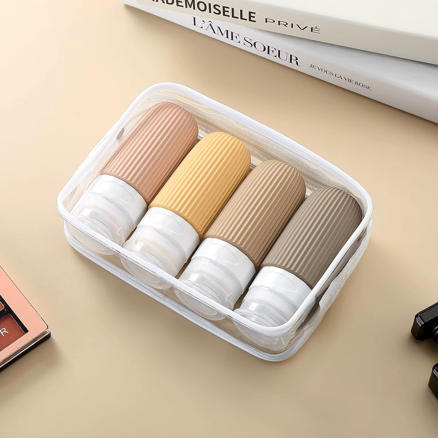 Kit Botellas Viaje Set Envases Plástico Reutilizables Frasco