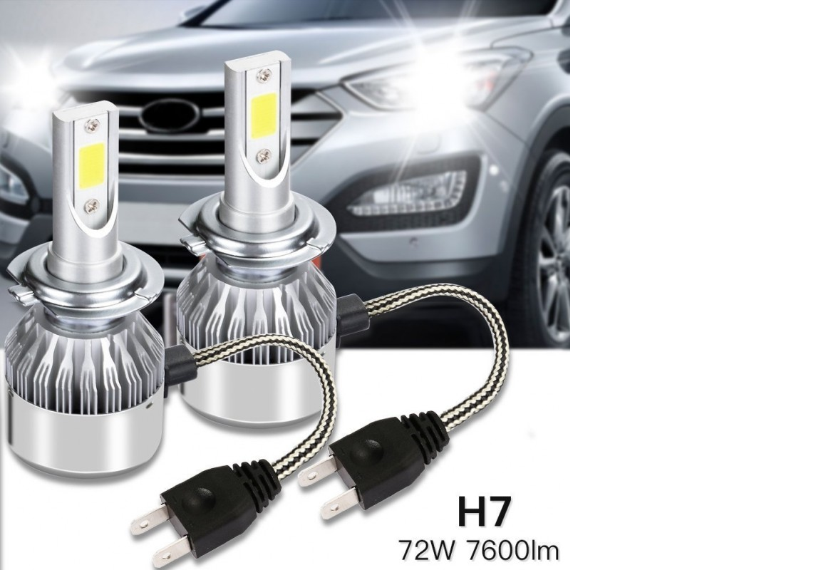 Kit Turbo Focos Ampolleta Led H7 36W C6 Luz Blanca 3800LM